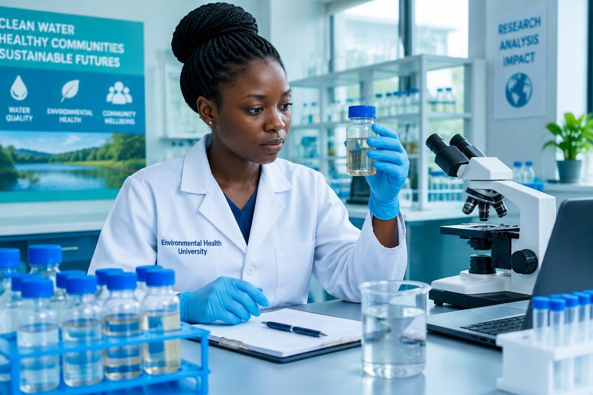 Student examining water samples in a laboratory